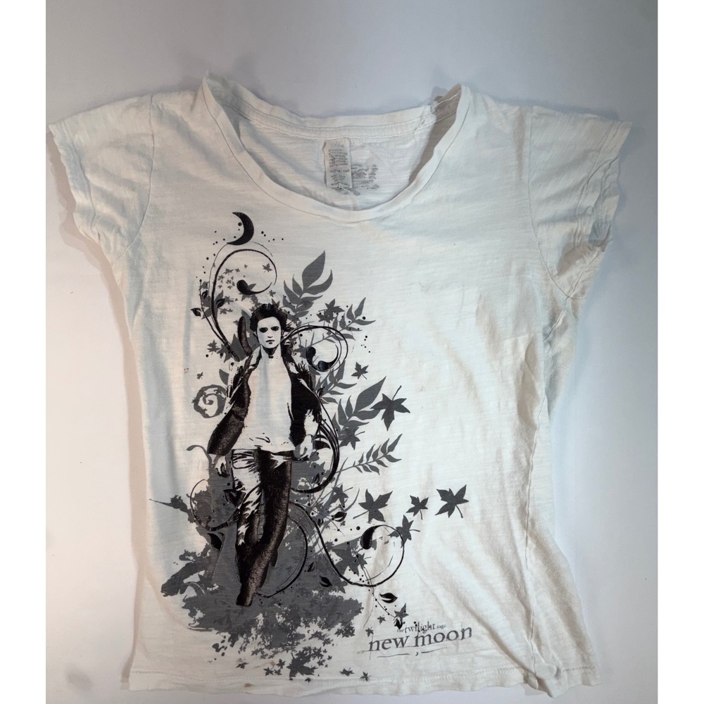 Vintage Twilight Saga New Moon Edward Cullen Graphic Tee White Juniors Large